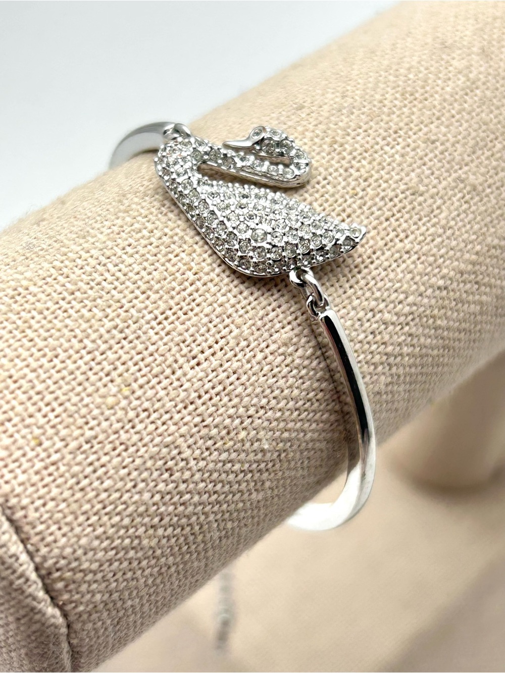 Swarovski Crystal Pave Swan Silver Bracelet